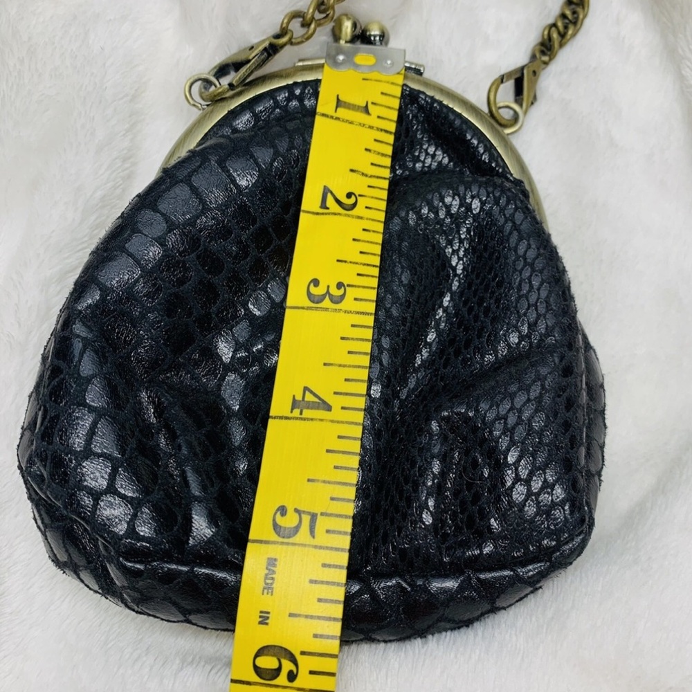 Maggi B Elegant Black Kiss Lock with Chain Mini Purse 5”x 5.5” - Picture 7 of 7